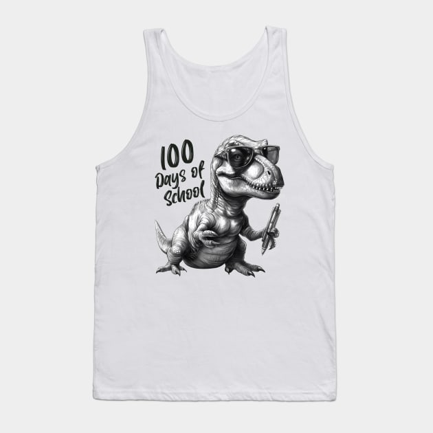 100 days of school T-Rex With Glasses Tank Top by Hobbybox